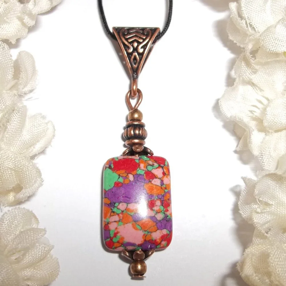 Necklace, Pendant, Red Necklace, Boho Necklace, Medallion Cord Necklace, 7943